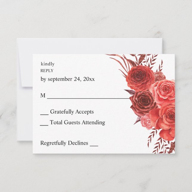 Red Floral no Meal RSVP 2 (Front)