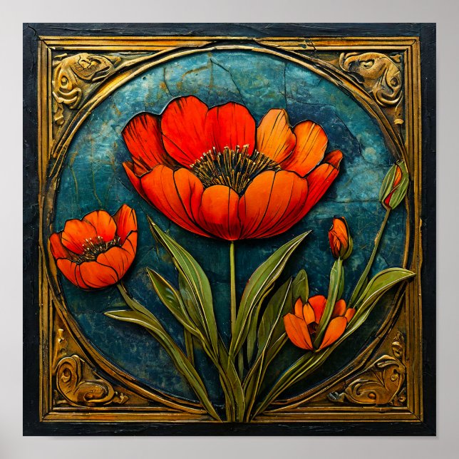 🌺 Red Floral Ornament Elegant Baroque Decor (Front)
