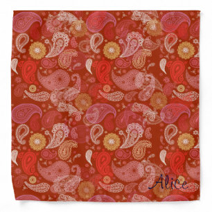Red  floral paisley damask bandana