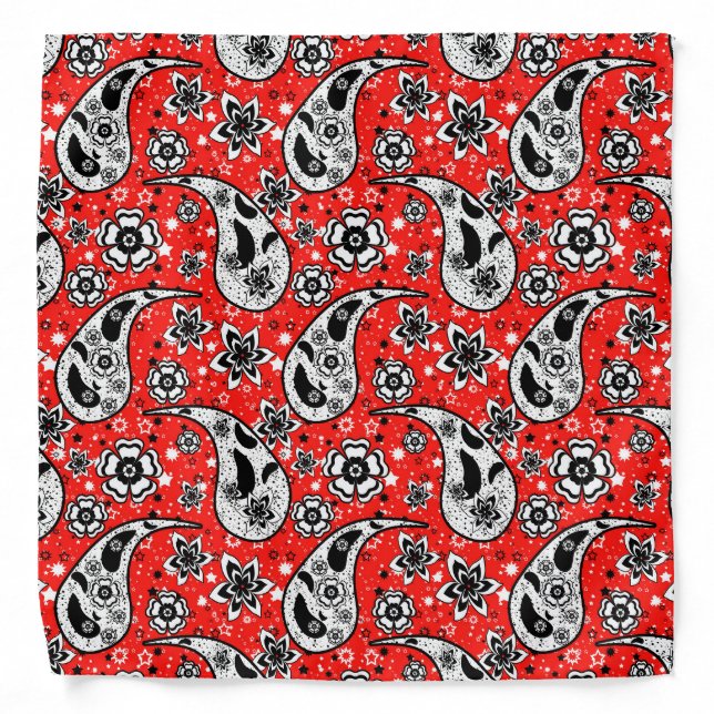 Red Floral Paisley Pattern Design  Bandana (Front)