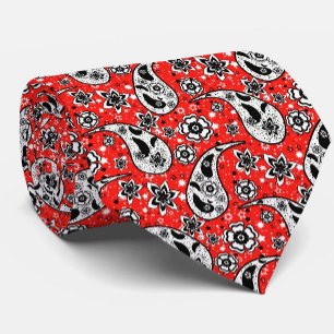 Red Floral Paisley Pattern Design  Neck Tie