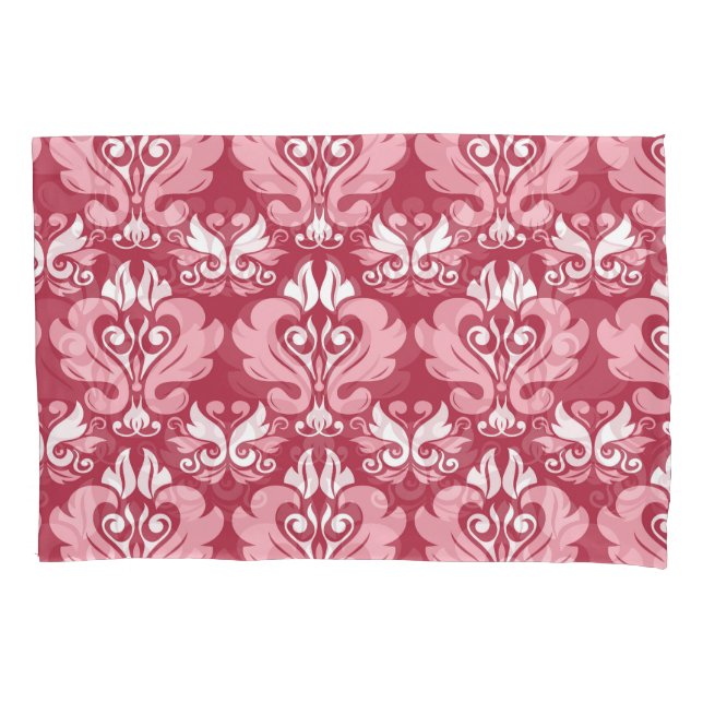 Red Floral: Pale Beige Seamless Pillow Case (Front)