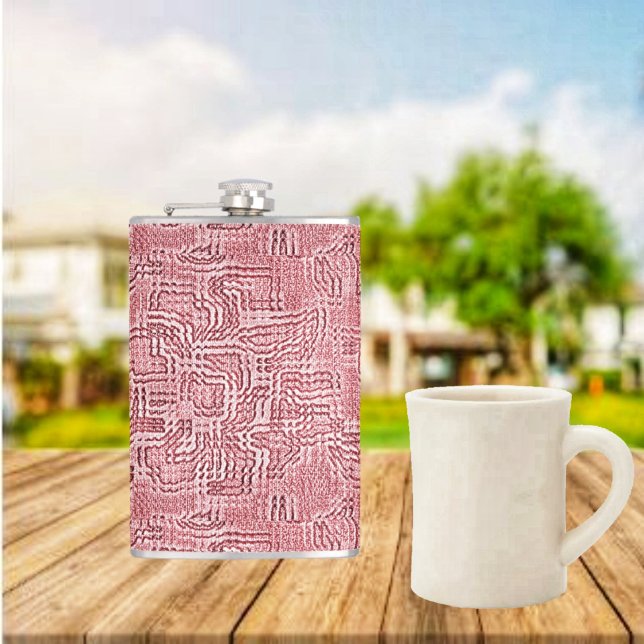 Red Floral Panel Hip Flask (This Red Floral Panel Flask design, is pretty, enough to be displayed, as well!)