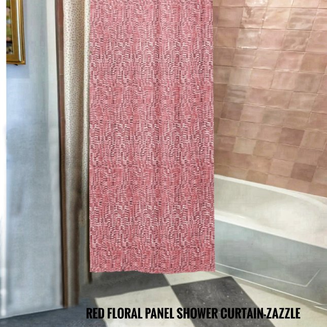 Red Floral Panel Shower Curtain (Creator Uploaded)
