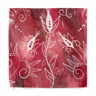 Red Floral Pattern Bandana