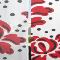 Red Floral Pattern Blackout Curtains