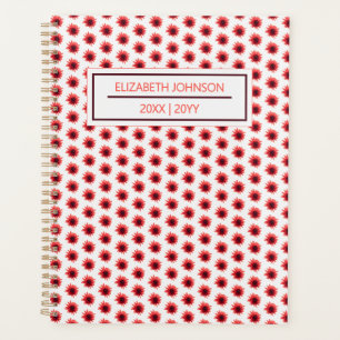 Red Floral Pattern Daily Planner