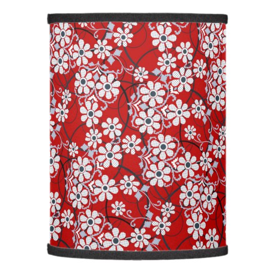 Red Floral Pattern Lamp Shade (Left)