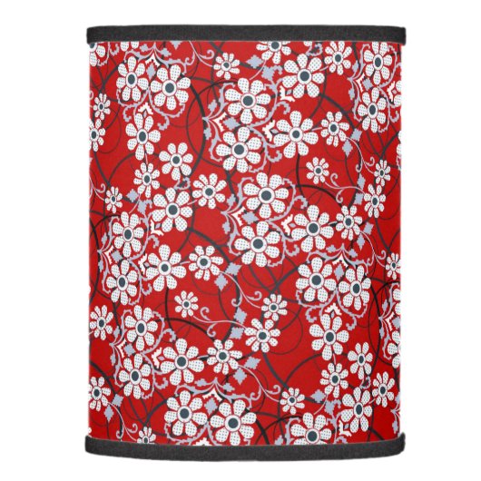 Red Floral Pattern Lamp Shade (Right)