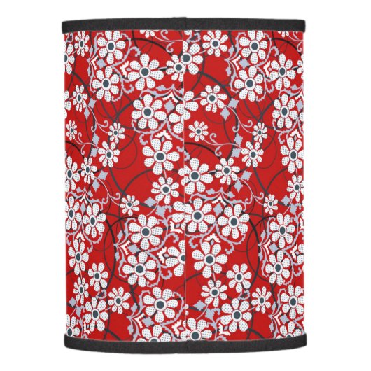 Red Floral Pattern Lamp Shade (Back)