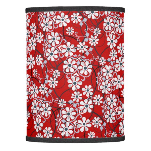Red Floral Pattern Lamp Shade (Front)