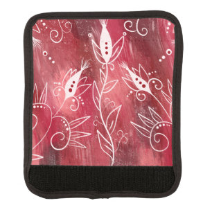 Red Floral Pattern Luggage Handle Wrap
