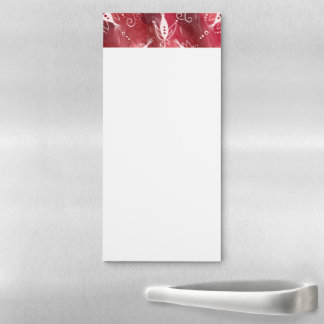 Red Floral Pattern Magnetic Notepad