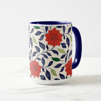 Red Floral Pattern Mug