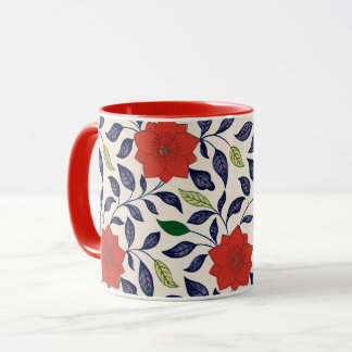 Red Floral Pattern Mug