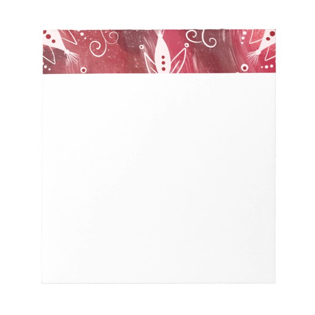 Red Floral Pattern Notepad (Front)