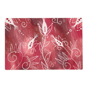 Red Floral Pattern Placemat