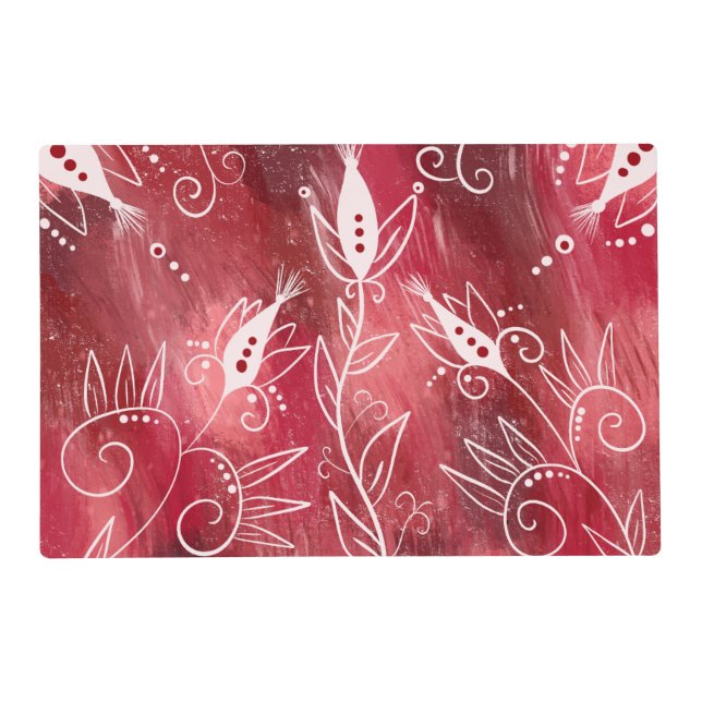 Red Floral Pattern Placemat (Front)