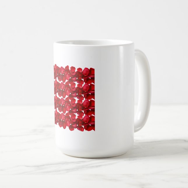 Red Floral Pattern Seamless Botanical Design Coffee Mug (Front Right)