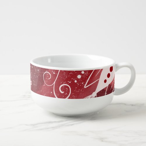 Red Floral Pattern Soup Mug