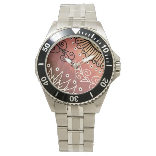 Red Floral Pattern Watch