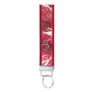 Red Floral Pattern Wrist Keychain