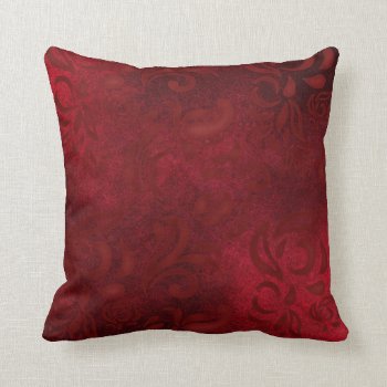 Red Floral Patterned Throw Pillow by BamalamArt at Zazzle