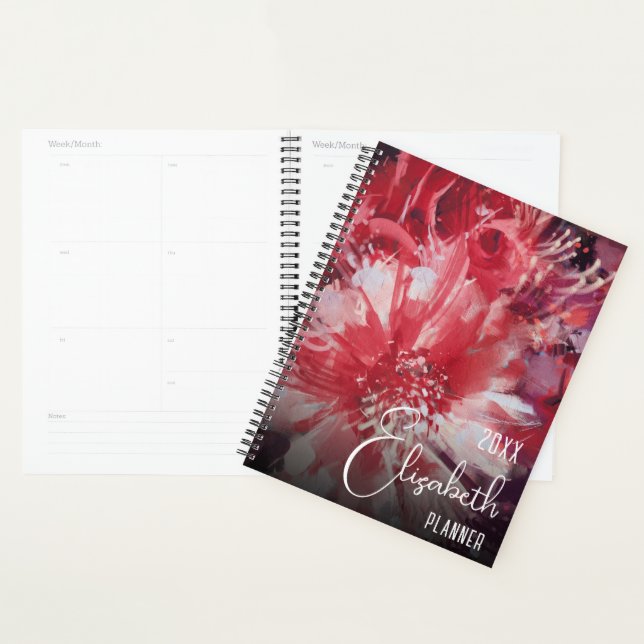 Red Floral Personalized Planner (Display)