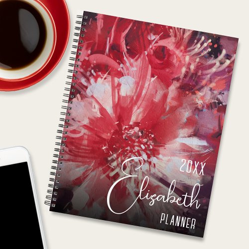 Red Floral Personalized Planner