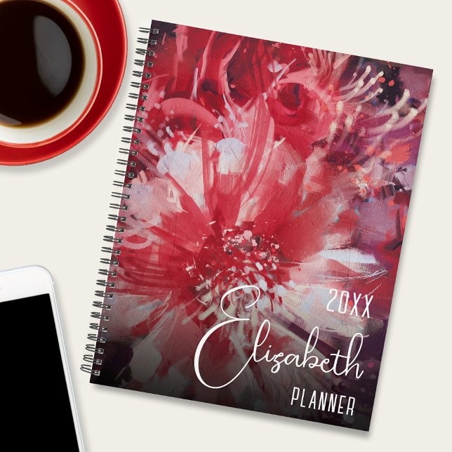 Red Floral Personalized Planner (Creator Uploaded)