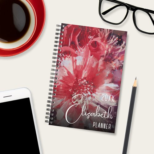Red Floral Personalized Planner