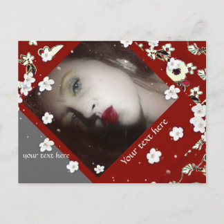 Red Floral Photo Postcard