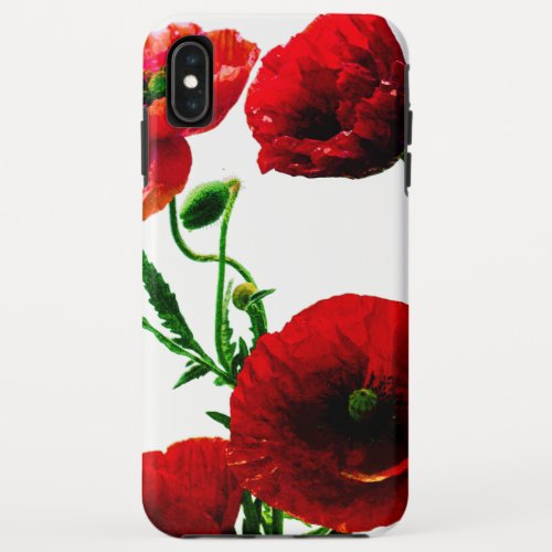 Red Floral Poppy Flowers Spring Summer Garden iPhone XS Max Case