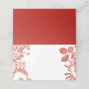 Red Floral Portugal Ceramic   Wedding   Place Card
