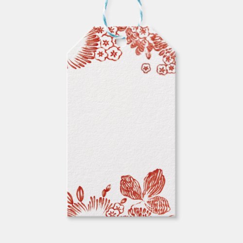 Red Floral Portugal Ceramic  Wedding Thank You Gift Tags