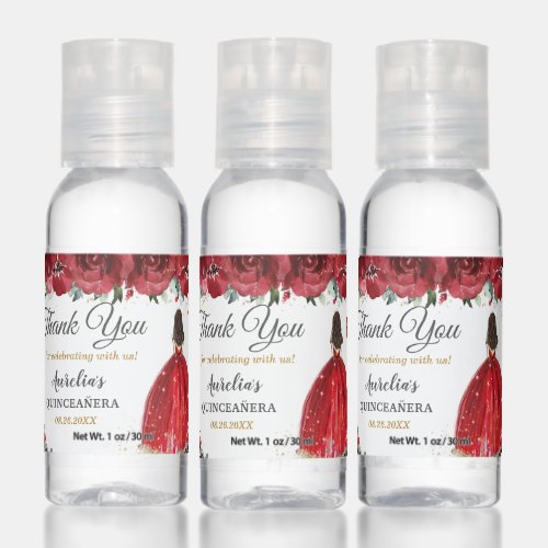 Red Floral Princess Dress Quinceaera Sweet 16 Hand Sanitizer