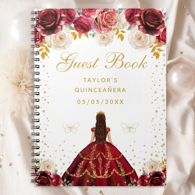Red Floral Princess Quinceañera Notebook (Creator Uploaded)