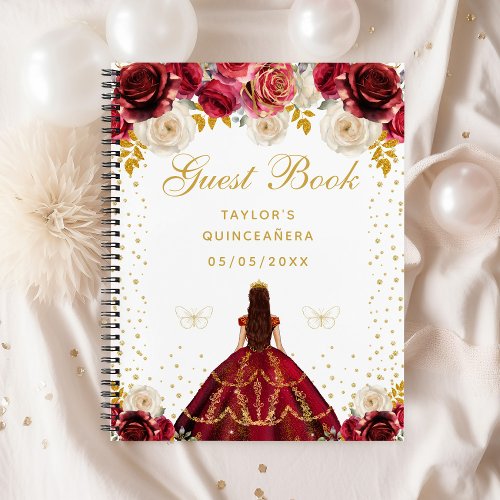 Red Floral Princess Quinceaera Notebook