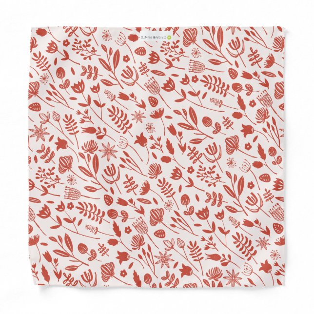 Red floral Print Bandana (Front)