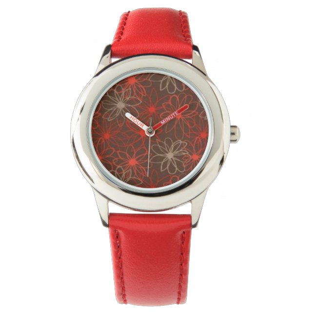 Red Floral Print - Watch (Front)