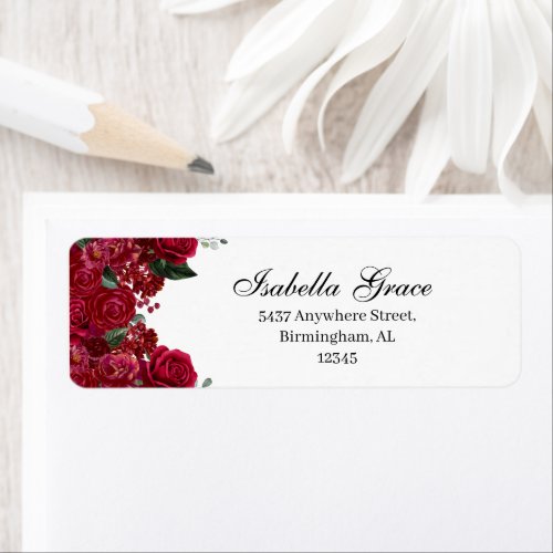 Red Floral Return Address Label