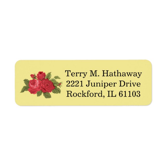 Red Floral Roses Label (Front)