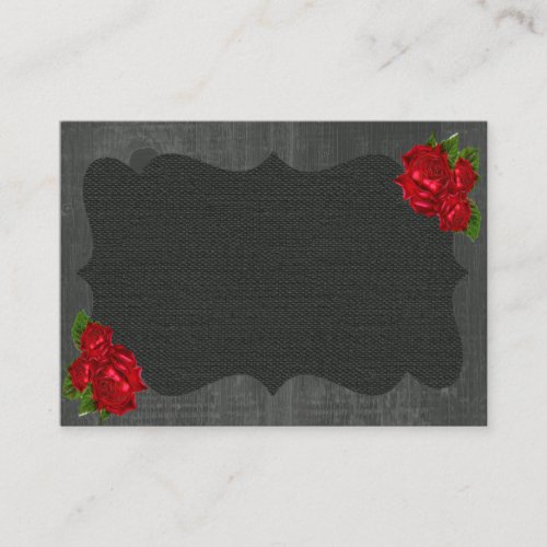 Red Floral Roses Wood Gothic Wedding Place Cards