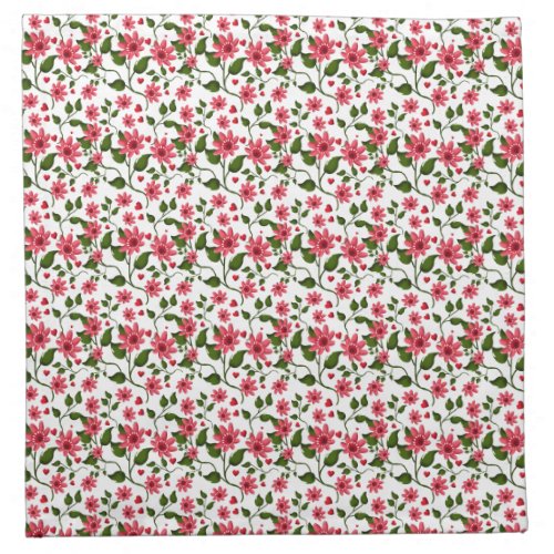 Red Floral Seamless Pattern  |  Cloth Napkin