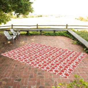 Red Floral Seamless Pattern Cute Retro Flower Outdoor Rug