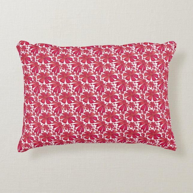 Red Floral Seamless Pattern, Elegant Flower Repeat Accent Pillow (Front)
