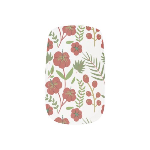 Red floral seamless pattern on white background minx nail art