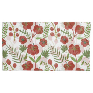 Red floral seamless pattern on white background pillow case