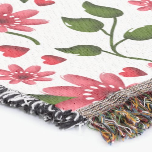 Red Floral Seamless Pattern  |  Throw Blanket