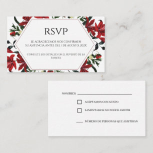 Red Floral Spanish Wedding RSVP Card